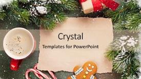  Presentation with text box - Amazing slide deck having coffee mugs chrismas - piece of paper for christmas backdrop and a lemonade colored foreground