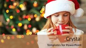  Presentation with child tree - Theme enhanced with coffee mugs chrismas - portrait of a child drinking background and a coral colored foreground