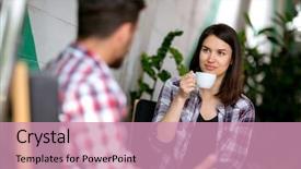  Presentation with starbuck coffee - Cool new PPT theme with coffee on a first date backdrop and a coral colored foreground