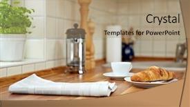  Presentation with croissant - Presentation theme having coffee on a kitchen counter background and a coral colored foreground