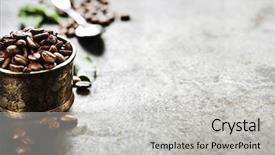  Presentation with biscuit coffee - PPT theme featuring coffee on grunge dark background background and a light gray colored foreground