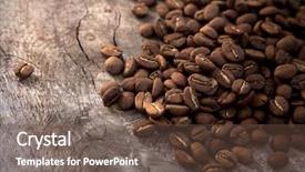  Presentation with coffee - PPT theme with coffee on grunge wooden background background and a violet colored foreground