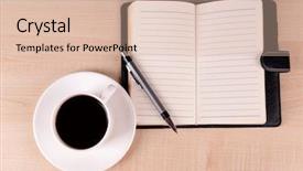  Presentation with coffee cup diary - Slide set featuring coffee on saucer with diary background and a lemonade colored foreground