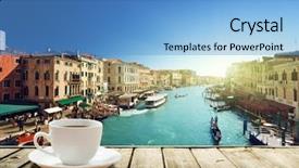  Presentation with venice - Presentation theme enhanced with coffee on table and venice background and a light blue colored foreground