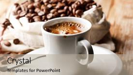  Presentation with coffee - Amazing PPT theme having coffee on the table backdrop and a mint green colored foreground