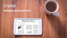  Presentation with gallery - Presentation design with coffee on wooden table top background and a coral colored foreground