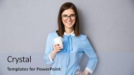  Presentation with coffee cup - Presentation enhanced with coffee over gray background background and a light blue colored foreground