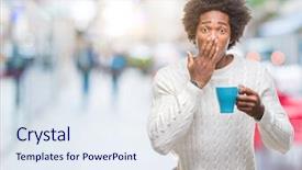  Presentation with cup coffee - Amazing PPT layouts having coffee over isolated background cover backdrop and a sky blue colored foreground