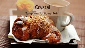  Presentation with croissant - Theme consisting of coffee pastries - delicious croissant filling with nuts background and a coral colored foreground