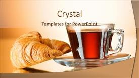  Presentation with tea coffee - Presentation design with coffee pastries - tea and croissants background and a cream colored foreground