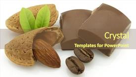  Presentation with coffee chocolate - Slide deck with coffee plants - chocolate with almonds background and a  colored foreground