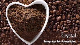  Presentation with coffee container - Presentation design enhanced with coffee podwer in a heart background and a  colored foreground