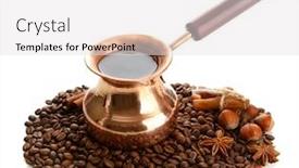  Presentation with coffee beans - Presentation design consisting of coffee-pot-and-coffee-beans background and a light gray colored foreground