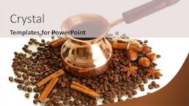  Presentation with coffee beans - Theme having coffee-pot-and-coffee-beans background and a lemonade colored foreground