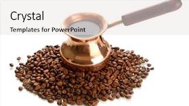  Presentation with coffee beans on a white - Slide deck with coffee pot and coffee beans background and a  colored foreground