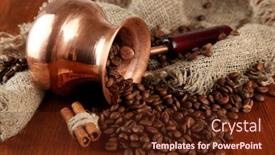  Presentation with coffee beans - Amazing PPT theme having coffee-pot-with-coffee-beans backdrop and a tawny brown colored foreground