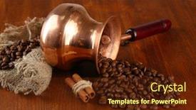  Presentation with coffee beans - Beautiful presentation featuring coffee-pot-with-coffee-beans backdrop and a tawny brown colored foreground