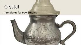  Presentation with teapot - Presentation design having coffee pots - ancient oriental teapot isolated background and a mint green colored foreground