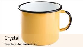  Presentation with tin mining - PPT theme enhanced with coffee pots - tin cup on white background background and a yellow colored foreground