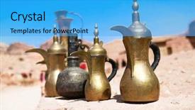  Presentation with petra jordan - Beautiful presentation design featuring coffee pots - typical vintage metal teapots backdrop and a teal colored foreground