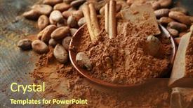  Presentation with snicker chocolate bar - Colorful PPT theme enhanced with coffee pralines - aromatic cocoa and chocolate close backdrop and a tawny brown colored foreground