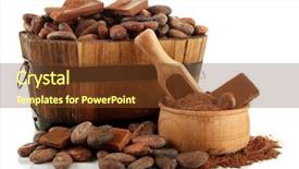  Presentation with cocoa beans - PPT layouts having coffee pralines - aromatic cocoa beans and chocolate background and a tawny brown colored foreground
