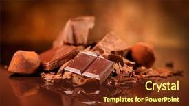  Presentation with coffee and sweet chocolate brownies - Audience pleasing presentation theme consisting of coffee pralines - assorted chocolate candies chocolate sweets backdrop and a tawny brown colored foreground