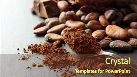  Presentation with coffee chocolate - Cool new theme with coffee pralines - bowl with aromatic cocoa beans backdrop and a tawny brown colored foreground