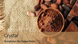  Presentation with green leaf - PPT layouts consisting of coffee pralines - bowl with aromatic cocoa powder background and a coral colored foreground