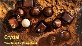  Presentation with sweets - Colorful PPT theme enhanced with coffee pralines - chocolate sweets closeup backdrop and a tawny brown colored foreground