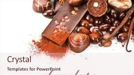  Presentation with white chocolate - PPT theme enhanced with coffee pralines - chocolates border isolated on white background and a lemonade colored foreground