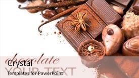  Presentation with white chocolate - PPT theme enhanced with coffee pralines - chocolates border isolated on white background and a lemonade colored foreground