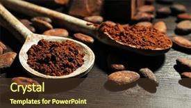 Presentation with cocoa - Presentation theme enhanced with coffee pralines - spoon with aromatic cocoa background and a tawny brown colored foreground