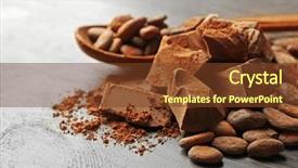  Presentation with coffee chocolate - PPT theme featuring coffee pralines - spoon with aromatic cocoa background and a tawny brown colored foreground