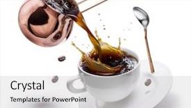  Presentation with copper - Audience pleasing presentation design consisting of coffee preparation conceptual photo - pouring backdrop and a light gray colored foreground