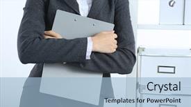  Presentation with melting earth near space - Presentation design featuring coffee principal - attractive young businesswoman standing near background and a  colored foreground