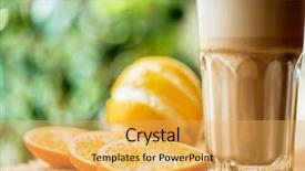  Presentation with citrus - PPT theme featuring coffee raf with citrus closeup background and a yellow colored foreground