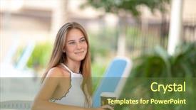  Presentation with outdoors - Cool new PPT theme with coffee relaxing on the beach backdrop and a  colored foreground