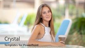  Presentation with summer outdoor bbq grill party - Slides enhanced with coffee relaxing on the beach background and a  colored foreground