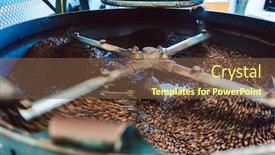  Presentation with coffee beans - Slide set enhanced with coffee-roaster-machine-in-action background and a tawny brown colored foreground