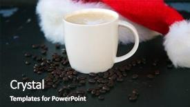  Presentation with coffee and sweet chocolate brownies - Amazing PPT layouts having coffee santa hat with latte backdrop and a dark gray colored foreground