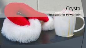  Presentation with coffee chocolate - Beautiful theme featuring coffee santa hat with latte backdrop and a light gray colored foreground