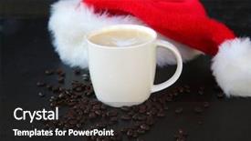  Presentation with coffee chocolate - PPT layouts with coffee santa hat with latte background and a dark gray colored foreground