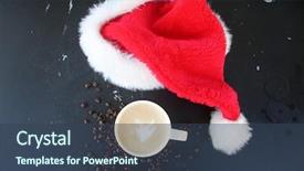  Presentation with coffee chocolate - Colorful slide deck enhanced with coffee santa hat with latte backdrop and a tawny brown colored foreground