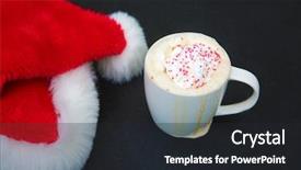  Presentation with coffee and sweet chocolate brownies - Presentation theme having coffee santa hat with latte background and a dark gray colored foreground