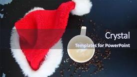  Presentation with coffee chocolate - Beautiful PPT theme featuring coffee santa hat with latte backdrop and a wine colored foreground