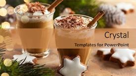  Presentation with coffee chocolate - Audience pleasing theme consisting of two glasses of coffee shake backdrop and a gold colored foreground