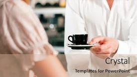  Presentation with college coffee shop - Slide deck enhanced with evening sunsets behind the aging remains of an old wooden barn background and a sky blue colored foreground