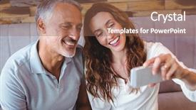  Presentation with cafe - Slide deck having coffee shop free - couple taking a selfie background and a  colored foreground