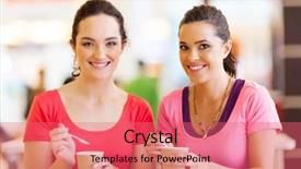  Presentation with women - Cool new presentation theme with coffee shop ladies - two women friends having drinks backdrop and a coral colored foreground